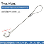 2mm Adjustable Steel Cable Suspension Kit, Heavy-Duty Hook for Steel Wire Rope Capable of Bearing 30kg, Extendable Clothesline