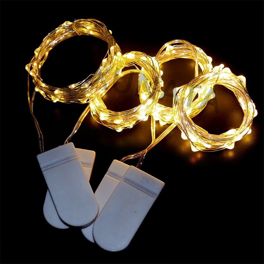 3V Led Silver Wire Fairy Lights Battery Power LED String Light with Switch for Garden Patio Fence Wedding Party Christmas Decor