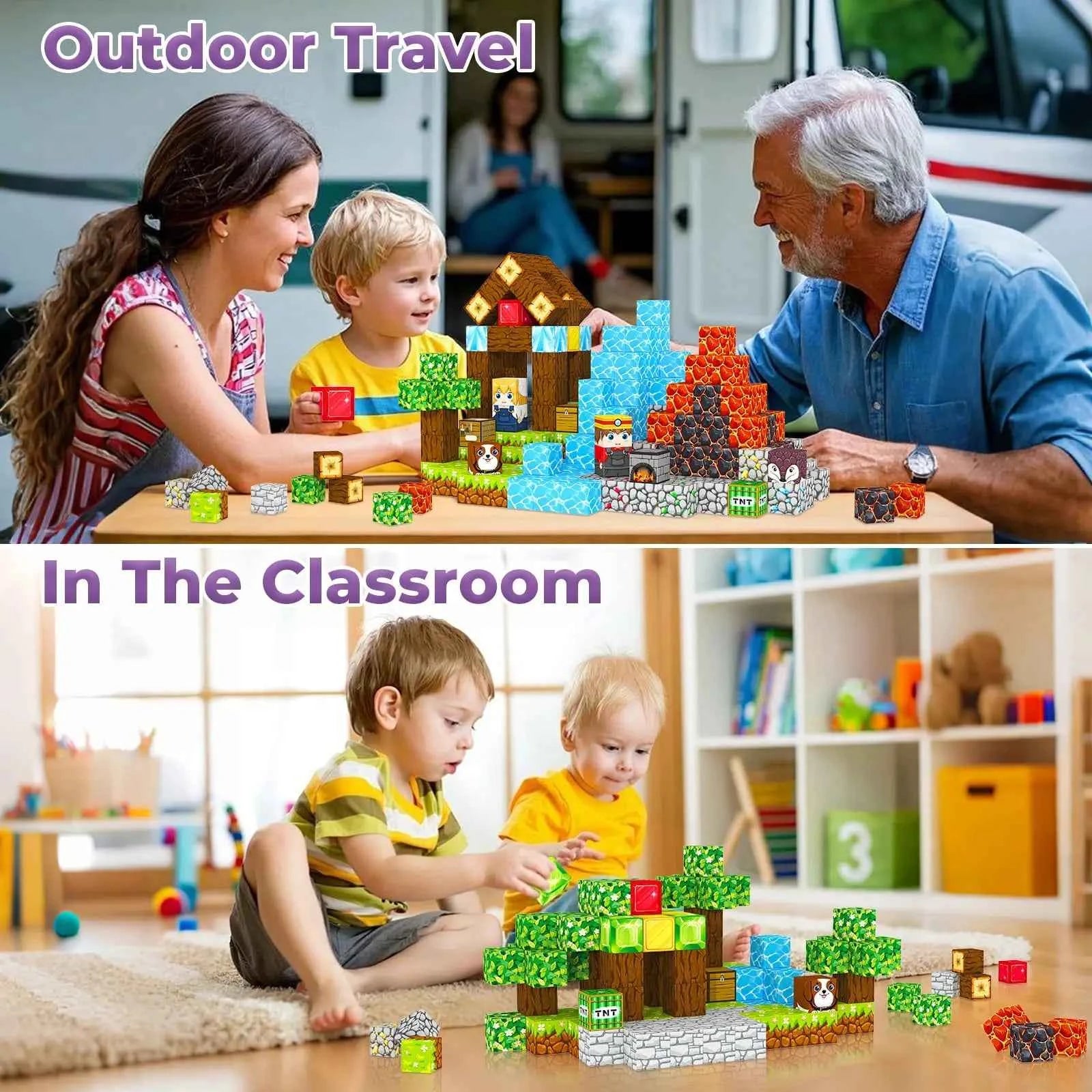Magnetic Blocks, Magnetic Tiles Building Blocks, Magnet Cubes Toddler Kids Toys, Sensory STEM Toys for 3-5 4-6 5-7 6-8 Year Old