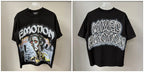 New MIXED-EMOTION Rhinestone cartoon printed pattern 100% cotton Men Women T-shirt Loose casual Shinning Diamond Tees Oversized Top