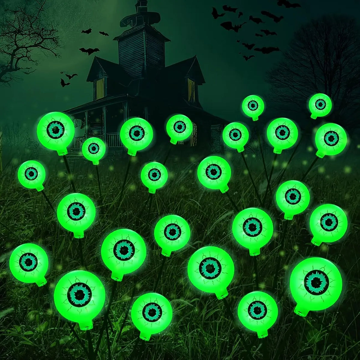 Halloween Outdoor Solar Eyeball Garden Lights Waterproof Purple Green Red LED Lawn Lights Yard Terraces Balcony Horror Decor