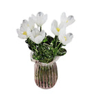 Glass Flower Decor Handcrafted Floral Sculpture Hand-blown Glass Flower Bouquet with Vase Mini Floral Decoration for Home Room