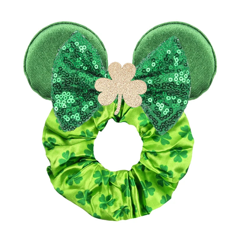 Cute Mouse Ears Velvet Scrunchies Hairband Women Elastic Ponytail Holder Girls Sequin Bow 2023 Kids Party DIY Hair Accessories