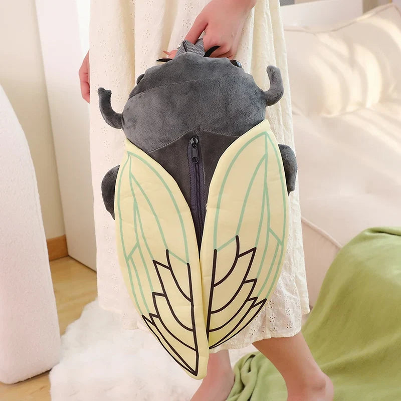 45cm Funny Creative Cartoon Insect Cicada Beetle Plush Doll Backpack Brown Green Insect Soft Plush Toy Gift For Boys And Girls