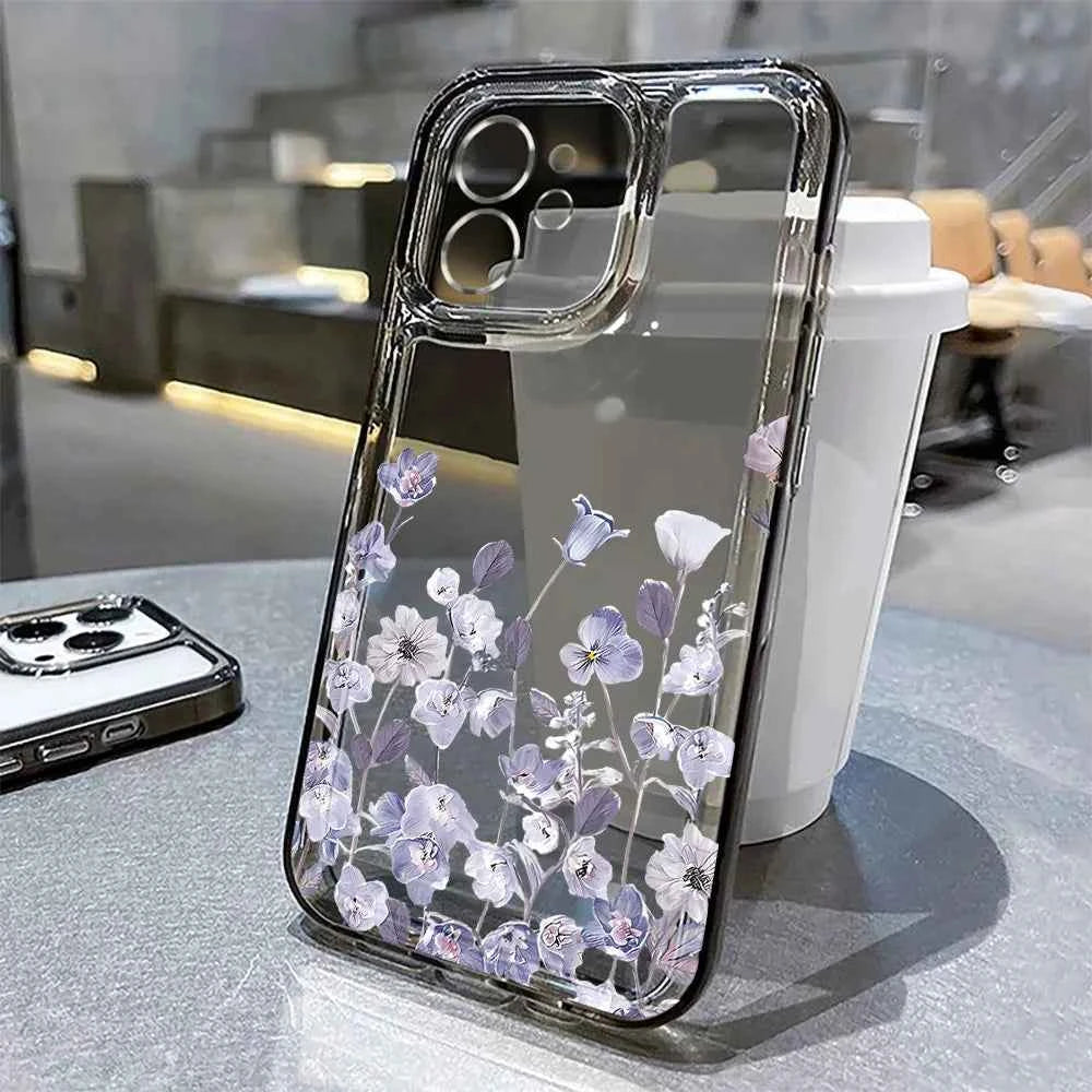 Flower Phone Case For iPhone 16 13 15 11 12 14 17 Pro Max Air 16E XS XR 7 8 SE Shockproof Transparent Cover Silicone Soft Fundas