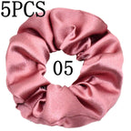 10/5 Pcs Satin Hair Scrunchies Set for Women & Girls – Soft Silk Elastic Hair Bands | Elegant Solid Color Ponytail Holders & Headwear Accessories