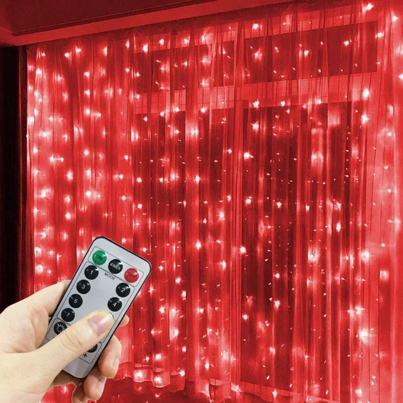 USB Curtain String LampParty Birthday Wall Decoration Garland Wedding Fairy Light 3/6M LED 8 Mode Christmas Light Holiday Decor