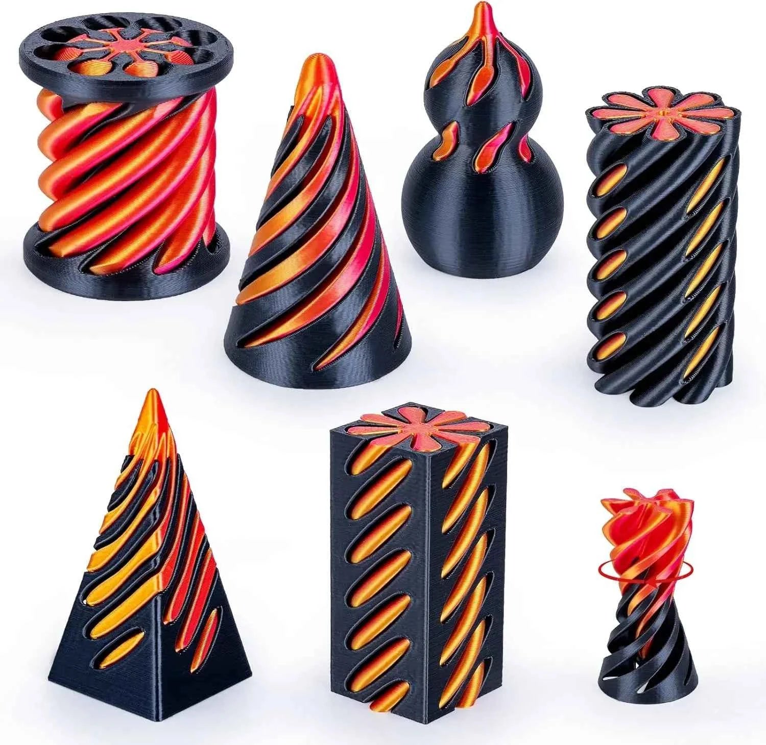 6 Pack Spiral Cone Fidget Toys 3D Printed Impossible Passthrough Pyramid Pillar Gourd Helix Screw Toys for Anxiety Relaxing