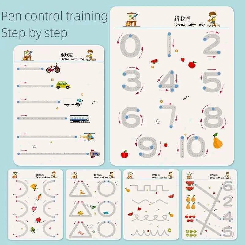 Magical Montessori Tracing Workbook Reusable Pen Control and Tracing Book for Kids Calligraphy and Drawing Educational Toys