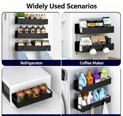 2pcs Magnetic Storage Shelf Household Kitchen Refrigerator Washing Machine Side Hanging Storage Rack, Multifunctional Storage
