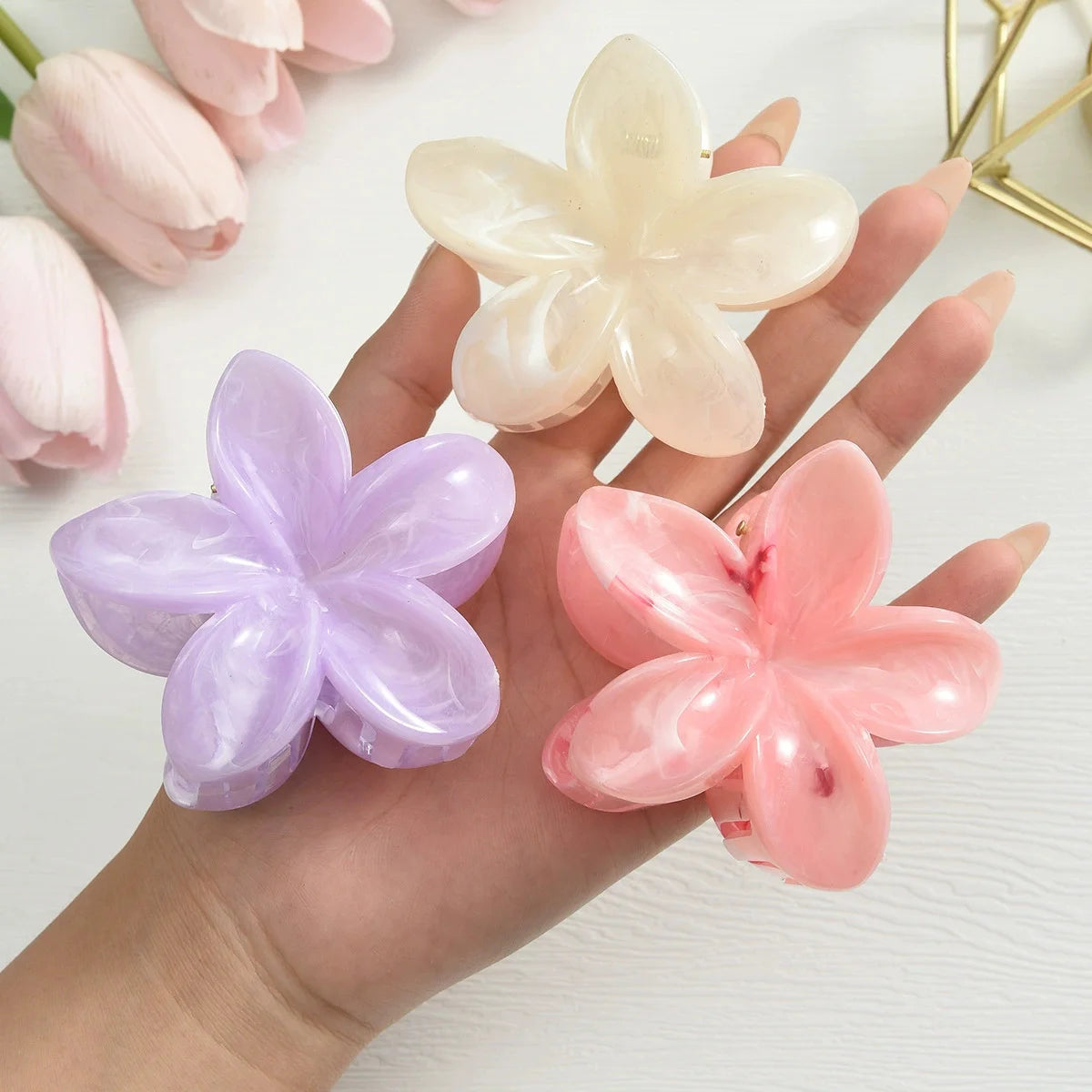 3Pcs/18Pcs Egg Flower Hair Clips Gradient Candy Color Flowers Suitable for Daily Backcombed Ponytail Shark Clip Hair Accessories