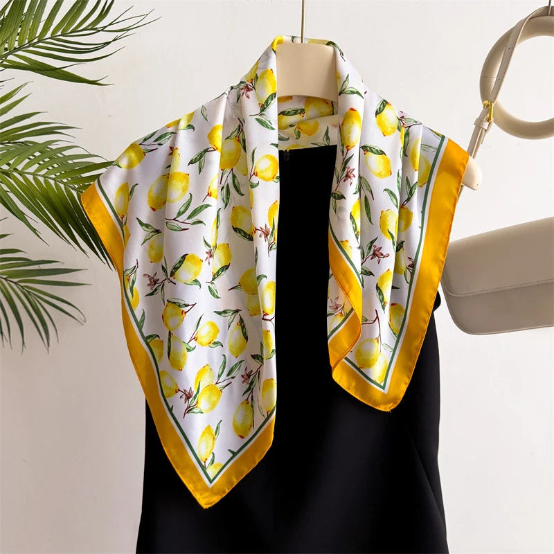 70cm New Luxury Printed Scarves Women's Silk Scarf Spring and Summer Floral Decorations Small Neckties Hairbands Bags Wholesale
