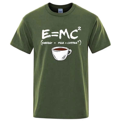 Summer Men T-shirt Cotton Blend Casual Funny Energy=Milk+Coffee Print Men Cool Loose O-neck Tops For Men Short Sleeve Male Tees