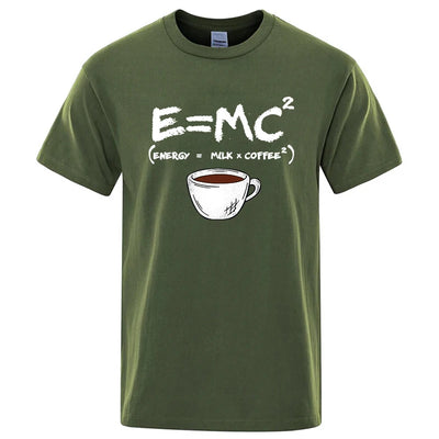 Summer Men T-shirt Cotton Blend Casual Funny Energy=Milk+Coffee Print Men Cool Loose O-neck Tops For Men Short Sleeve Male Tees