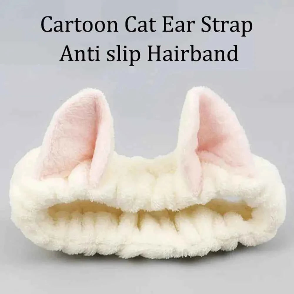 Hairband Cat Coral Plush Headband Cute Soft Hair Bow Headband Hairband Wash Face Makeup Headband Bandage Girl Accessories