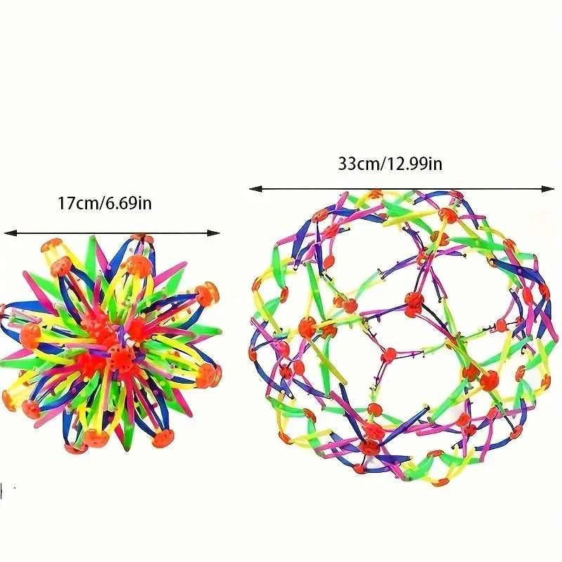 Rainbow Stress Ball for Kids - Colorful Expandable Fidget Toy, Durable Magic Sensory Ball for Outdoor Sports & Anxiety Relief