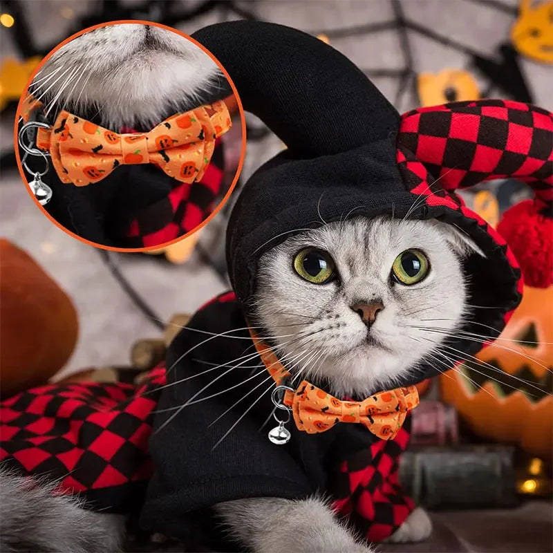 Adjustable Cat Bow Tie Collar – Festive Halloween Design