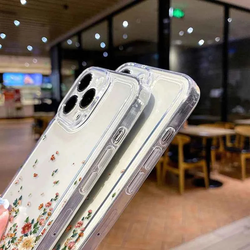 Flower Phone Case For iPhone 16 13 15 11 12 14 17 Pro Max Air 16E XS XR 7 8 SE Shockproof Transparent Cover Silicone Soft Fundas