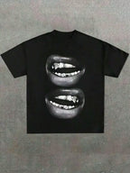 Grill Lips Funny Graphic Tee Shirt, Casual Soft, Pure Cotton 220gsm Pattern Printed T-Shirt