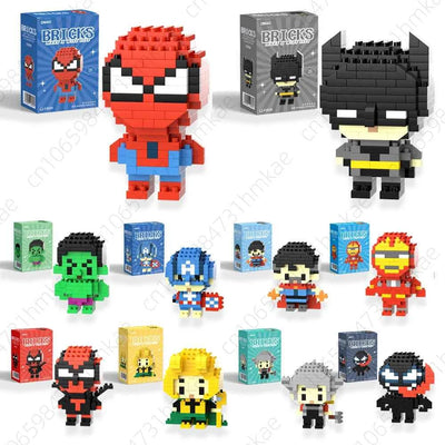 Spider Man Building Block Deadpool & Venom Iron Man Figure Batman Super Hero Cartoon Character Model Toys for Gifts
