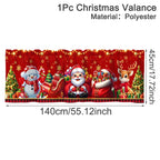 Christmas Short Curtains Valances Merry Christmas Decorations For Home 2026 Xmas Navidad Kitchen Bedroom Ornaments New Year 2027