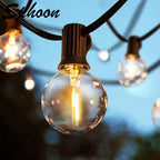 25FT 50FT G40 Fairy String Lights Outdoor Clear Glass Bulbs E12 Socket EU Plug Dimmable Waterproof Patio Decorative Lights Chain