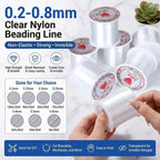 0.2-0.8mm Clear Nylon Beading Line Non Elastic Invisible Jewelry String for DIY Bracelet Necklace Jewelry Making 8-100m/Roll
