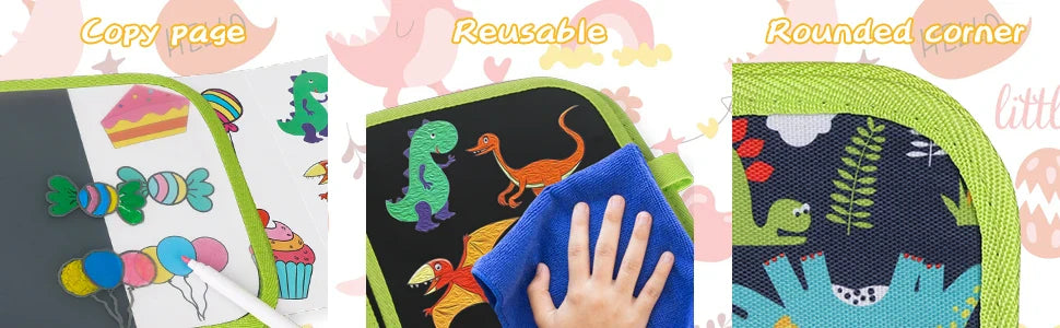 Erasable Reusable Doodle Book Drawing Pad with 12 Watercolor Pens