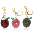 Fashion Apple Keychain Cute Crystal Red Apple Pendant Keyring For Backpack Decoration Exquisite Accessories Gifts