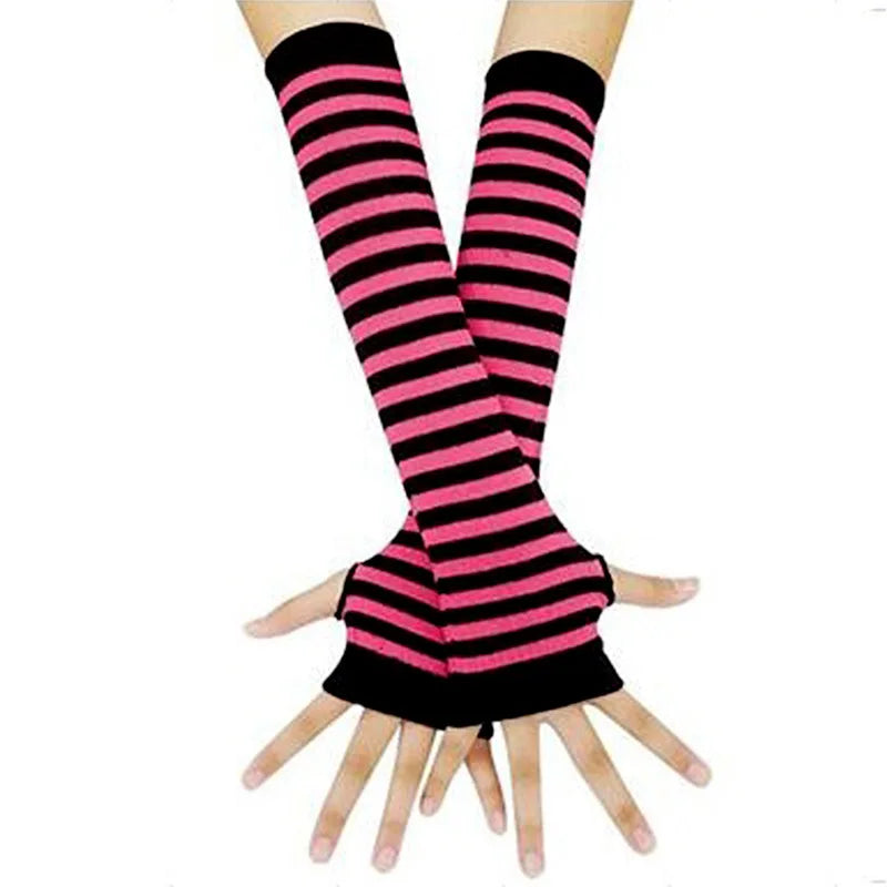 Pink Cartoon Gloves Honey Girls Winter Half Finger Cosplay Glove Anime Accessories EMO Punk Skull Christmas Gift Arm Warmers