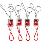 New Style 1 Pcs Blood Type A B O AB Plasma Pack Blood Bag PVC Pendant DIY Jewelry Making Gift Charm Keychain Accessory Keyring