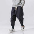 Cotton Linen Harem Pants Men Streetwear Joggers New Baggy Drop-crotch Pants Casual Trousers Men Sweatpants