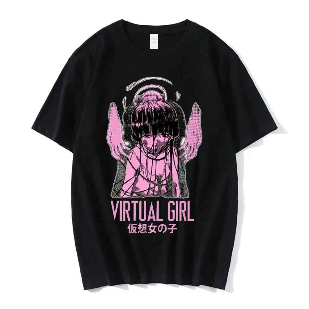 Anime Serial Experiments Lain T-Shirt Men Women Graphic T Shirts Unisex Iwakura Manga Girl Sci Fi Short Sleeve Tee Tops 62463