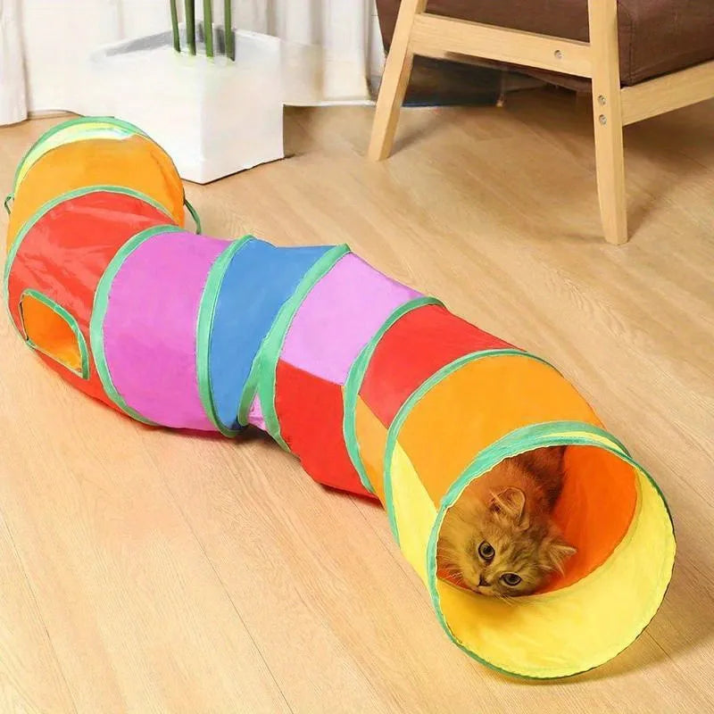 Cat Tunnel Foldable Cat Tunnel Pet Supplies Cat S T Y Pass Play Tunnel Cat Toy Breathable Drill Barrel for Indoor loud paper - WTN Essentials 