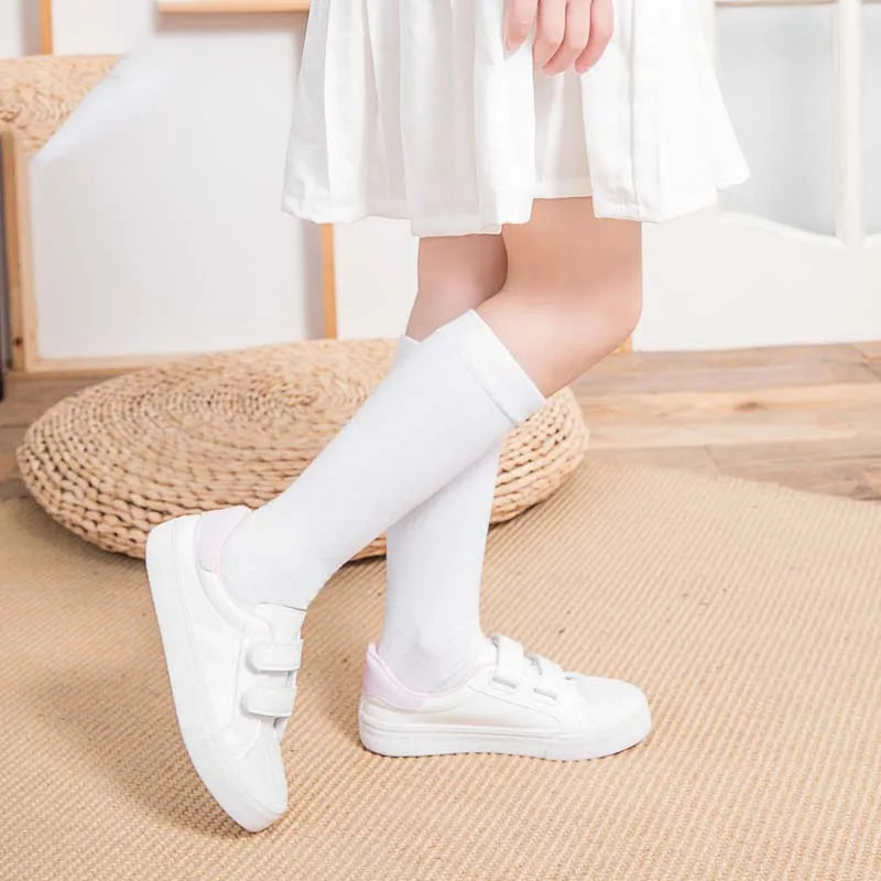 About 28 cm Knee High Socks Kids Boys Girls Socks for School Uniform Children White Socks Student Black  toddler girl socks