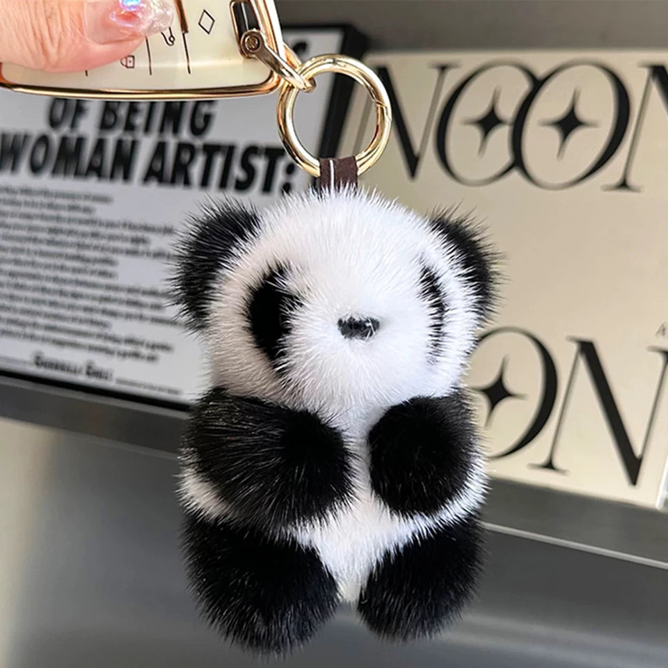 ZAKOL Cute Panda Plush Toy Keychain Cartoon Bag Pendant Accessories Car Key Chain Charm Ornaments Fashion Girls Gift