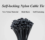 100 PCS Self-locking plastic nylon tie 100 PCS black cable tie fastening ring cable tie zip wraps strap nylon cable tie set