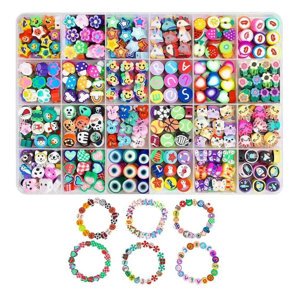 15-28Grids Polymer Clay Beads Set Letter Imitation Pearl Beads Kit Soft Pottery Beads Gift Box for DIY Craft Jewelry Making