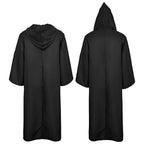 Masquerad Cloak Soft Unisex Hooded Black Robe Witch Long Cape Cosplay Costume Prop Party Performance Supplies Holiday Decoration
