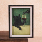 Black Cat Wine Fridge Magnet, Cute Mini Framed Art Refrigerator Magnet, Summer Home Decor Magnet for Kitchen, Fridge, Whiteboard