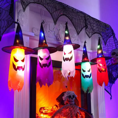 5-Piece Halloween Witch Hat String Lights Colorful LED Decor
