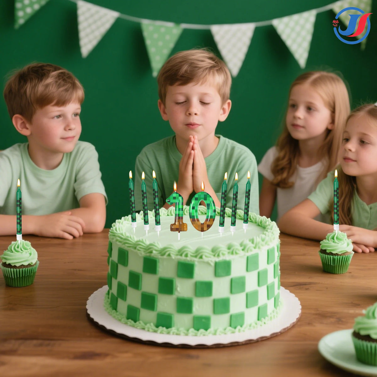 7Pcs Pixel Birthday Cake Candles Topper for Pixel Theme Party Anniversary Party Video Game Party Supplies for Boys Girls