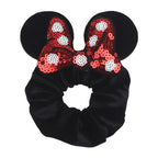 Cute Mouse Ears Velvet Scrunchies Hairband Women Elastic Ponytail Holder Girls Sequin Bow 2023 Kids Party DIY Hair Accessories