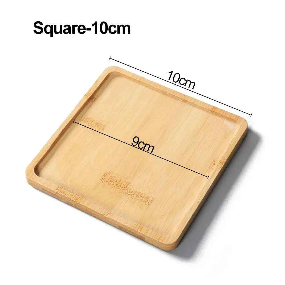 Simple Style Home Decoration Succulents Bonsai Holder Round Square Flowerpot Base Hexagon Rectangle Bamboo Wood Tray