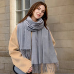 Women's Winter Scarves Cashmere Scarf Women Black Ladies Winter Wool Scarf Warm XWJ07