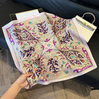 Elegant Nordic Style All Seasons Scarf Faux Silk Large Square Shawl Simple Chic Decorative Wrap For Teens