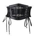 Lace Corset Punk Black Wide Belt With Chain Pu Leather Slimming Body Belts for Women Elastic High Waist Belt Female Cummerbunds