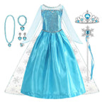 Disney Frozen Elsa Snow Queen Princess Dress Girls Costume Halloween Kids Role-play Carnival Children Birthday Party Dress