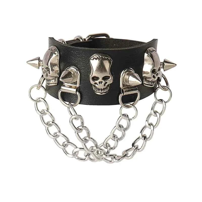 Punk Bracelets PU Leather Studded Bracelet Adjustable Goth Cuff Bracelet Gothic Rivet Buckle Wristband for Men Women Emo Jewelry