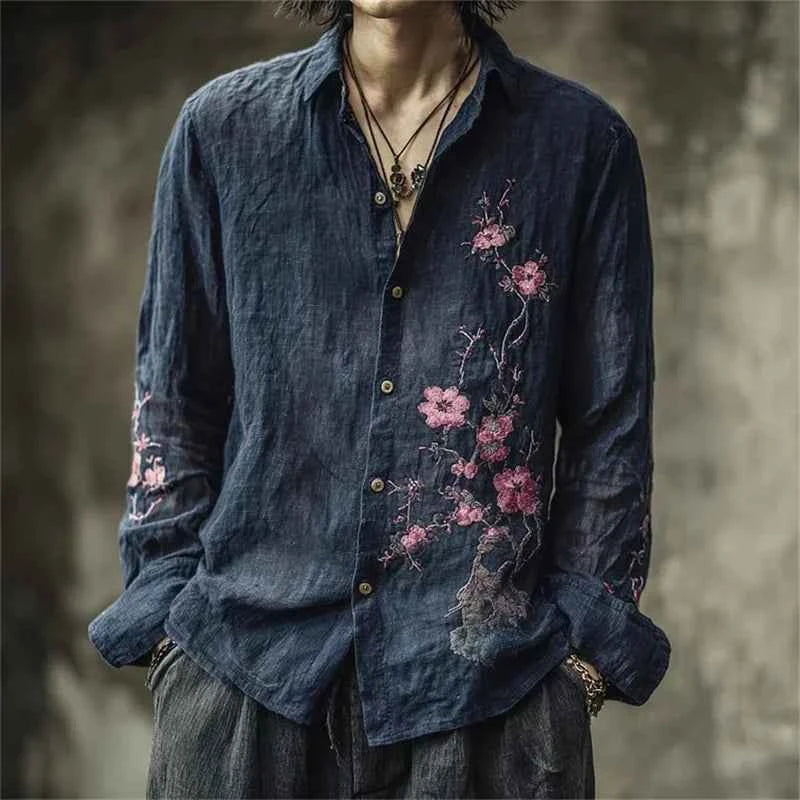Men's Long Sleeve Shirt 3D Sun Printed Hawaiian Casual Shirt Button Short Sleeve Beach Holiday Top